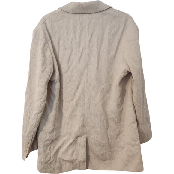Express Oversized Textured Boyfriend Blazer Suit Jacket Beige Cream sz L - Picture 6 of 16
